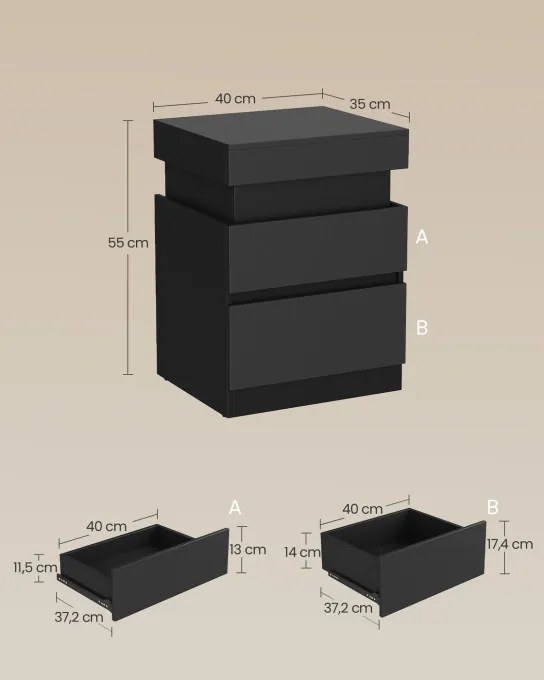 Set dvoch nočných stolíkov KAILYN LET840BC01 (2 ks)