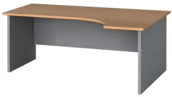 Ergonomický kancelársky pracovný stôl PRIMO FLEXI 180x120 cm, sivá / buk, pravý
