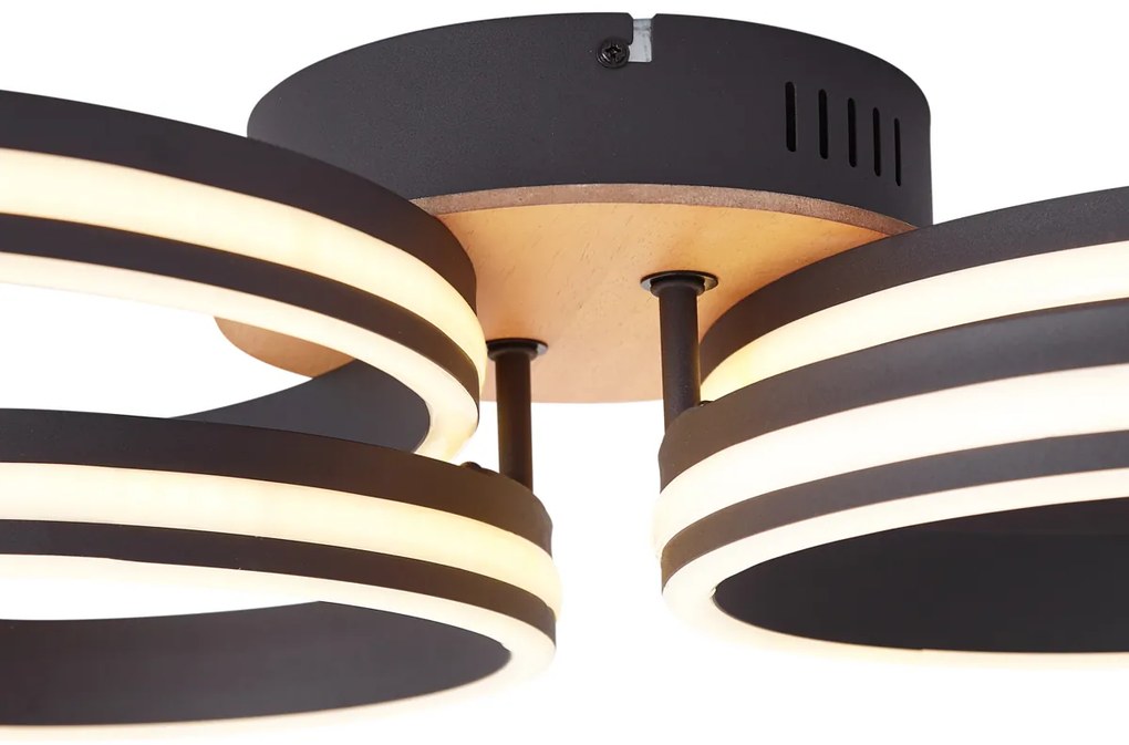 Stropné svietidlo drevené vrátane LED 3-krokové stmievateľné 4-svetlá - Navara