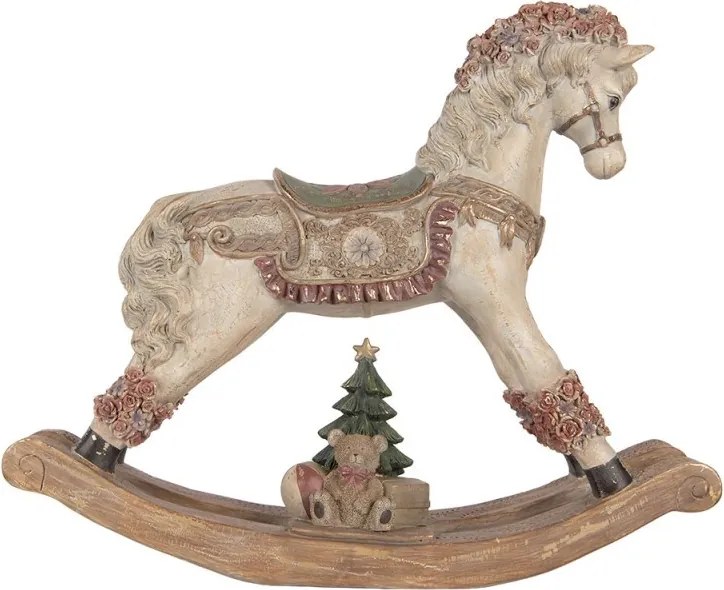 Béžový antik dekoračný hojdací kôň Rocking Horse - 55*14*46 cm