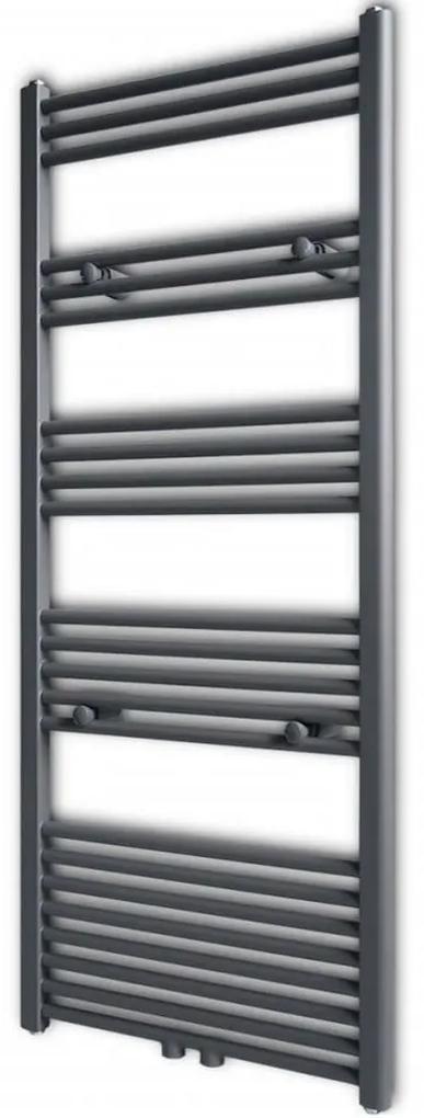 vidaXL Šedý rebríkový radiátor na centrálne vykurovanie, rovný 600 x 1424 mm
