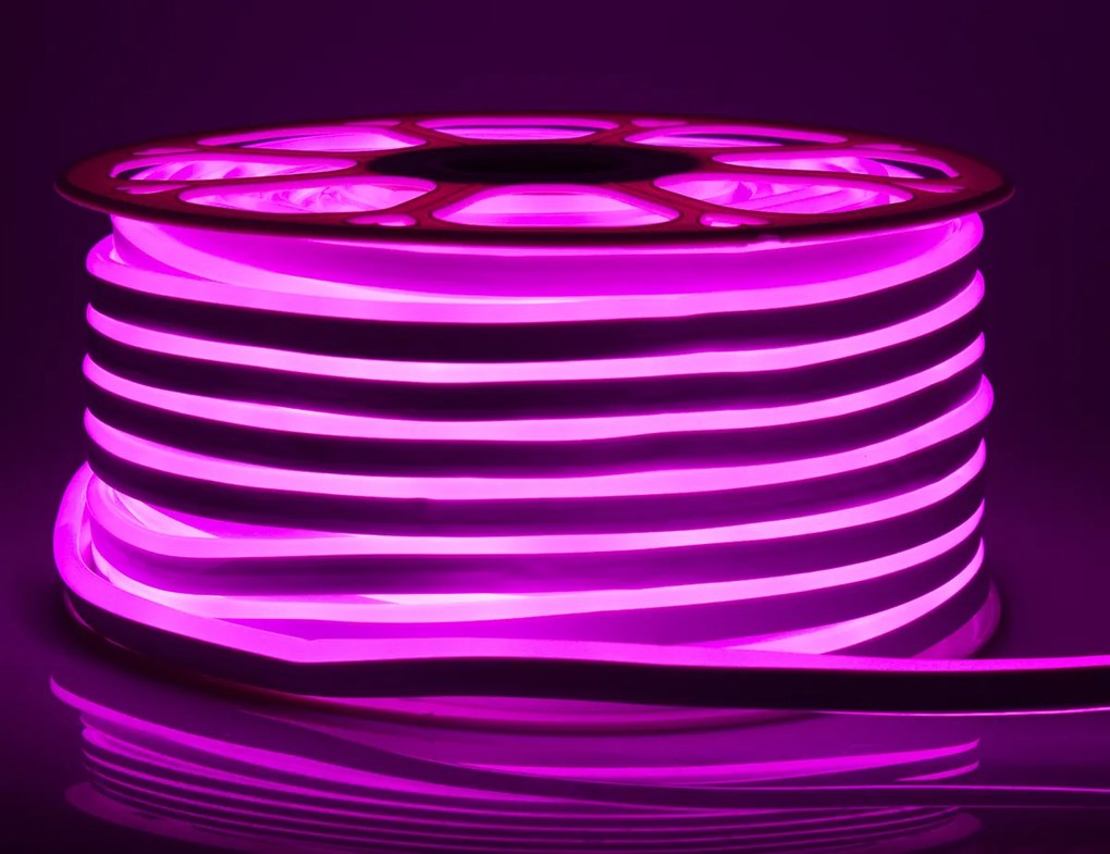 ECOLIGHT LED pásik NEON - 230V - 1m - 8W/m - IP68 - vodotesný - ružová