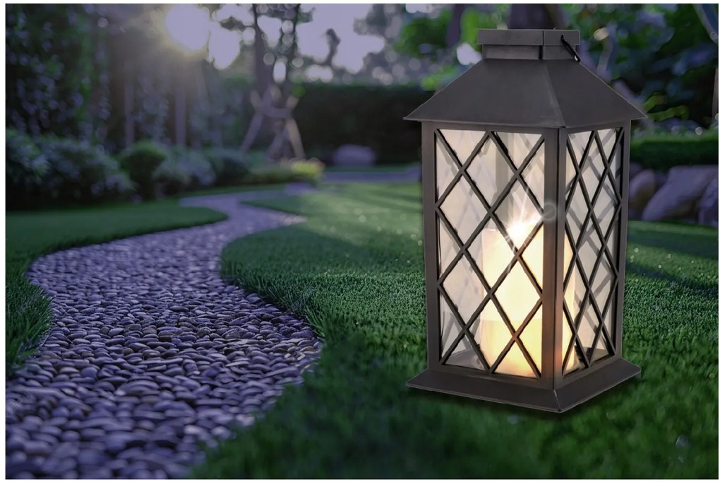 BERGE LED solárny záhradný lampáš svietidlo čierna 2V 35MA