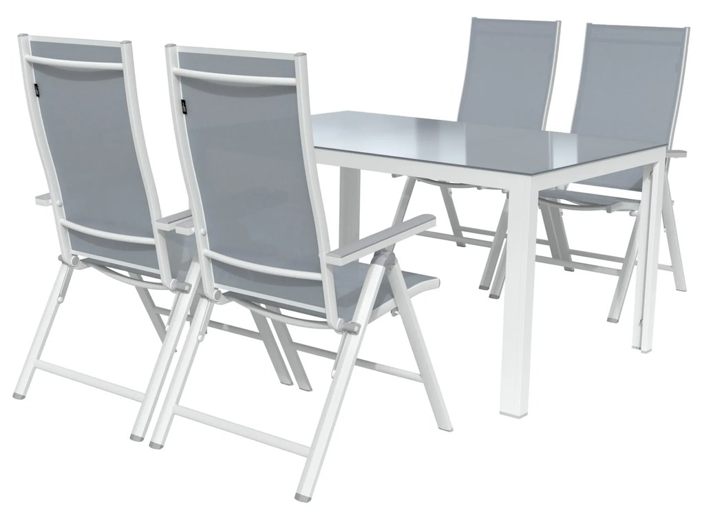 Livarno home Hliníkový záhradný stôl Houston + Hliníkové kreslo Houston s vysokým operadlom, 4 kusy  (800008273)