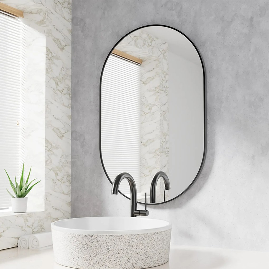 TRENDIE Oválne zrkadlo LOFT 80x40cm čierne