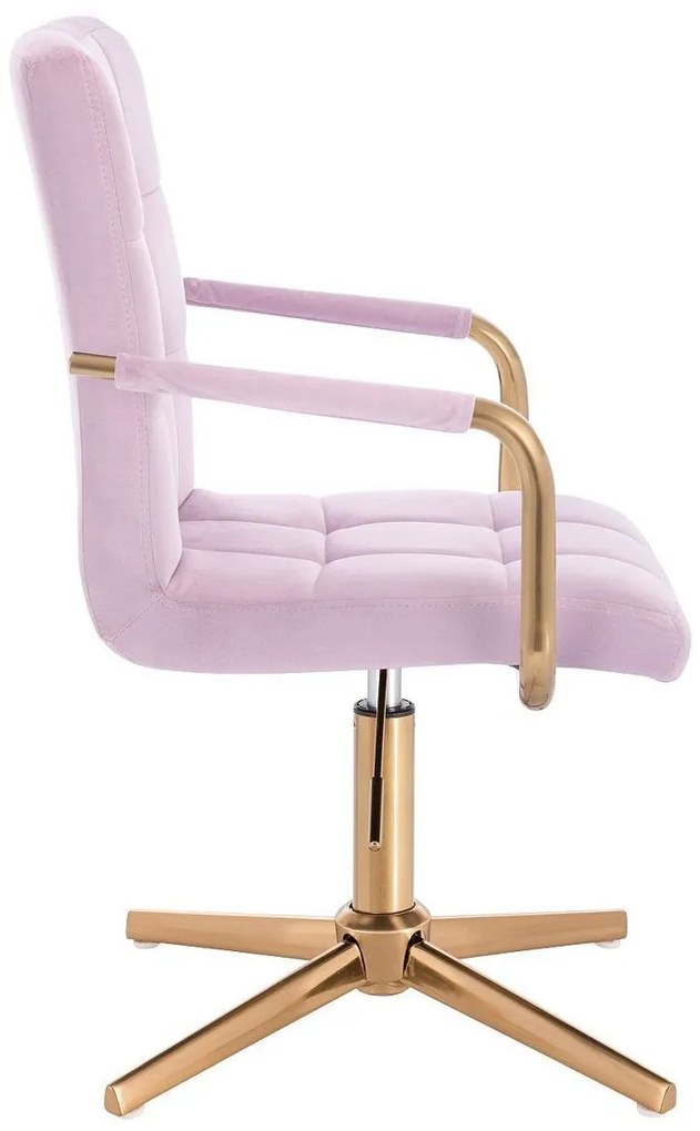 LuxuryForm DESIGN Otočná stolička VERONA GOLD VELUR na zlatom kríži - levanduľa