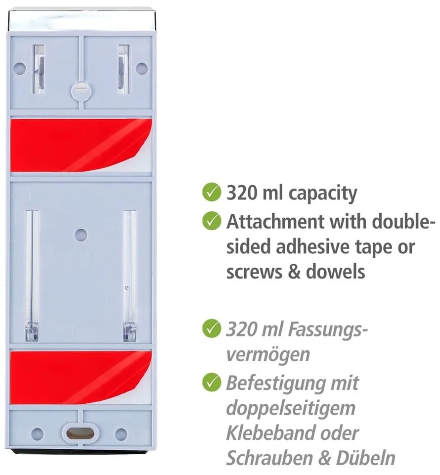 Nástenný plastový dávkovač mydla v striebornej farbe 0.32 l Istres – Wenko