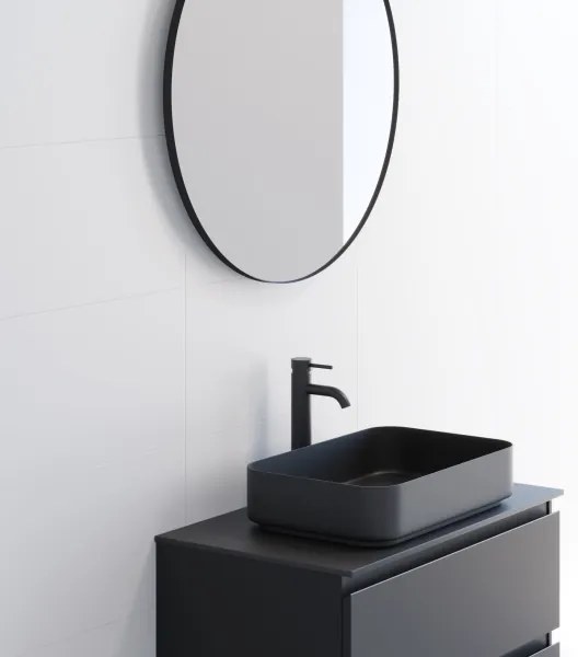 Kúpeľňové zrkadlo BORGSTED pr. 80 cm čierne