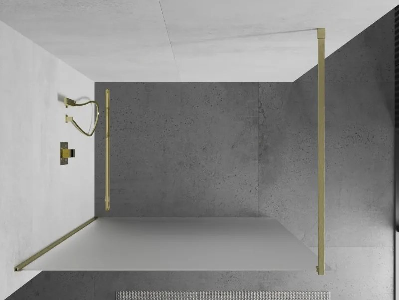 Mexen Kioto, sprchová zástena Walk-In 70 x 200 cm, 8mm sklo námraza, zlatý matný profil, 800-070-101-55-30