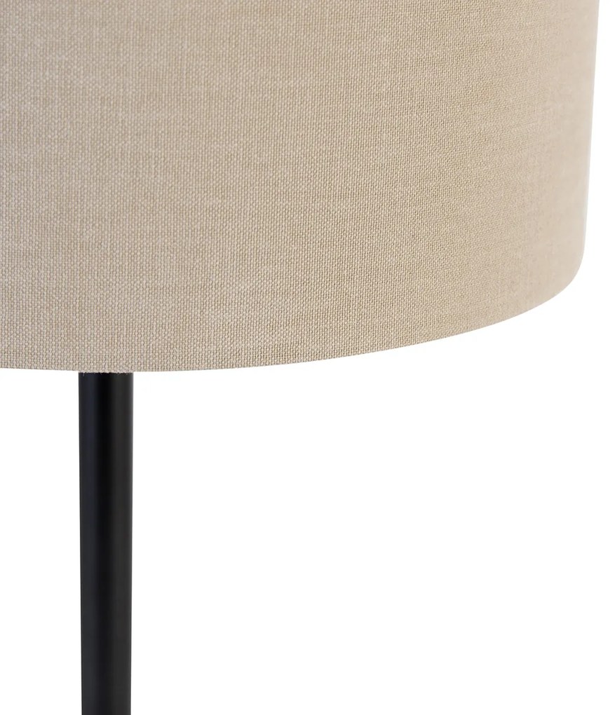 Moderná stolná lampa čierna s tienidlom z boucle svetlohnedej 35 cm - Simplo
