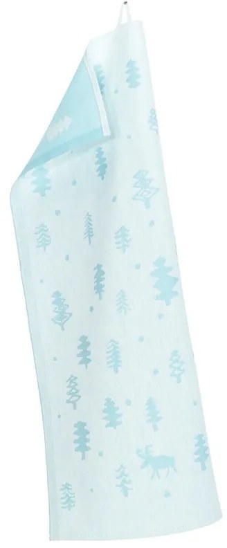 Ľanová utierka Poro 46x70, bielo-svetlo modrá