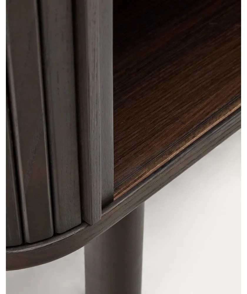 Tmavohnedá skrinka v dekore jaseňa s posuvnými dverami 110x140 cm Mailen – Kave Home