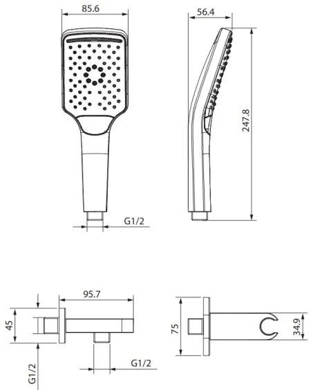 Cersanit S951-513 - Sprchová sada LARGA čierna