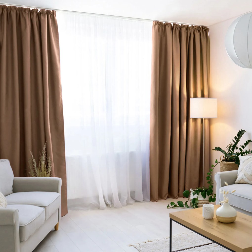 Goldea zatemňovací záves blackout so saténovým leskom - zlatisto béžový 270x220 cm