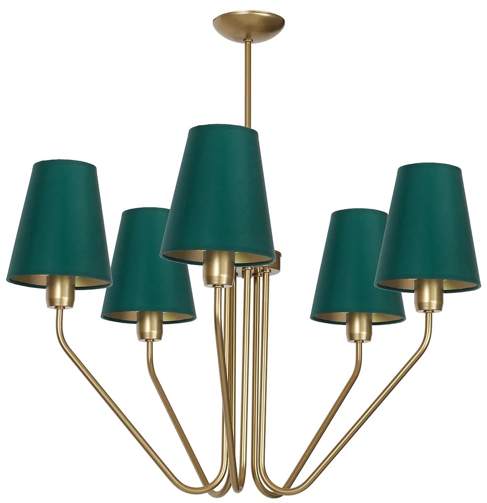 Luster Victoria, 5x zelené textilné tienidlo, g
