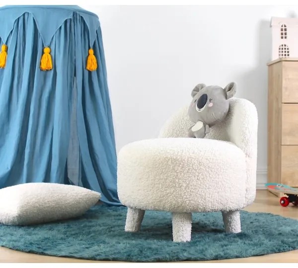 Detské kreslo PIXI, priemer 46 cm, biele