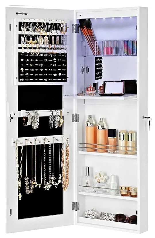 Nástěnná šperkovnice se zrcadlem Wendy bílá