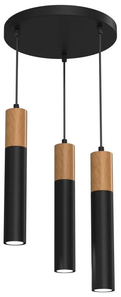 Luster na lanku CASSA 3xGU10/60W/230V čierna okrúhly