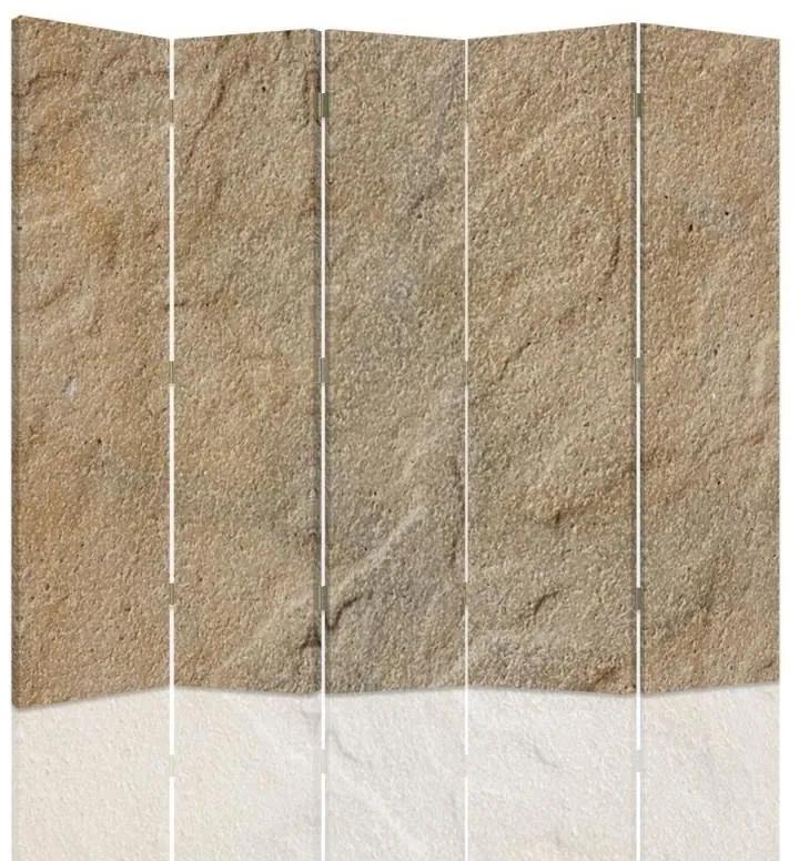 Ozdobný paraván, Pískovec - 180x170 cm, päťdielny, klasický paraván