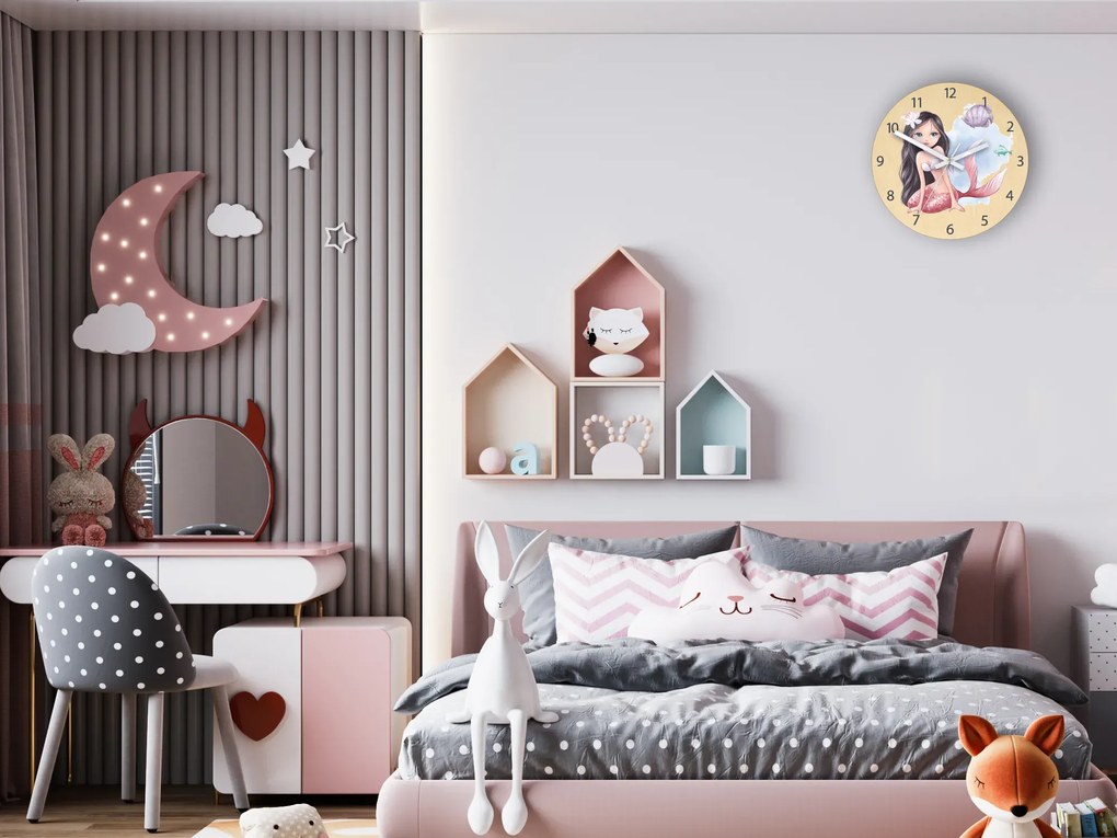 Dětské nástěnné hodiny Ami Mořská panna 30 cm vícebarevné II