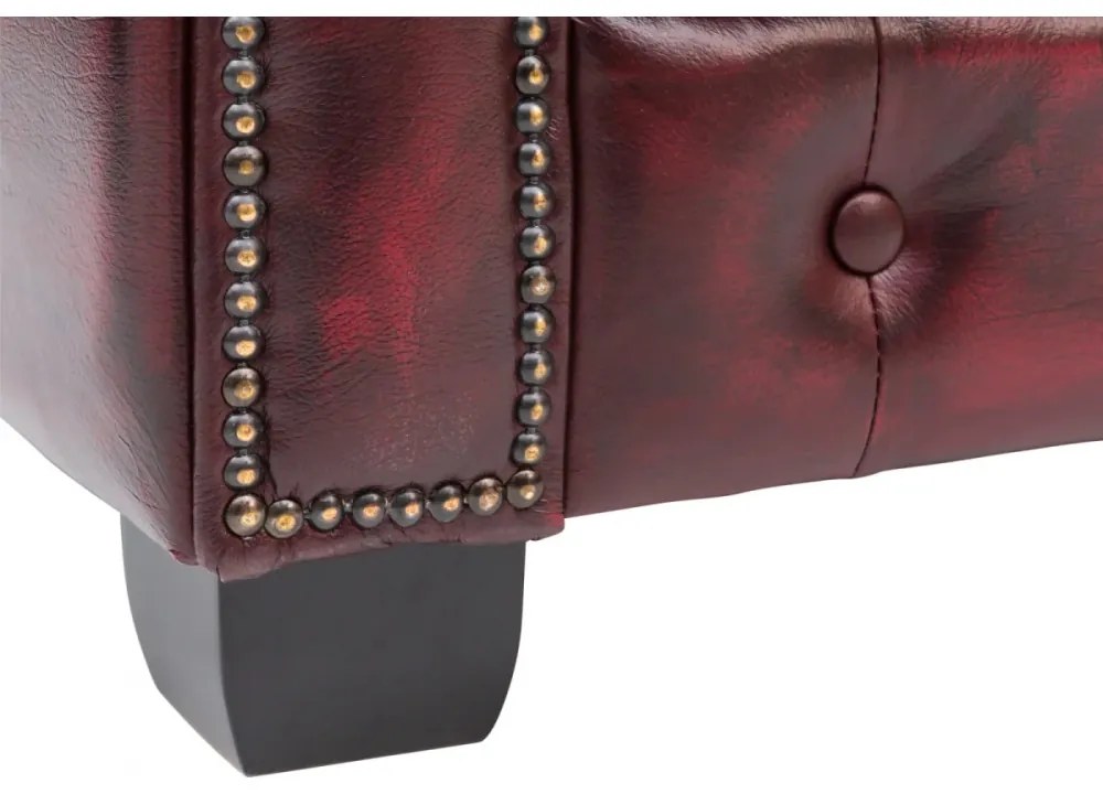 furniture-nabytek.cz - Chesterfield kreslo z pravej kože, červené – 100×90×72 cm