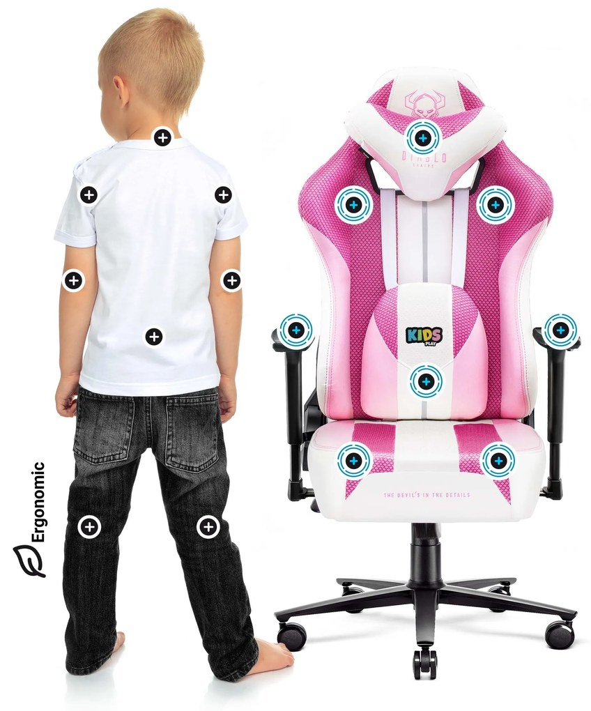 Detské látkové herné kreslo Diablo X-Player 2.0 Kids Size: Marshmallow Pink/ružová Diablochairs