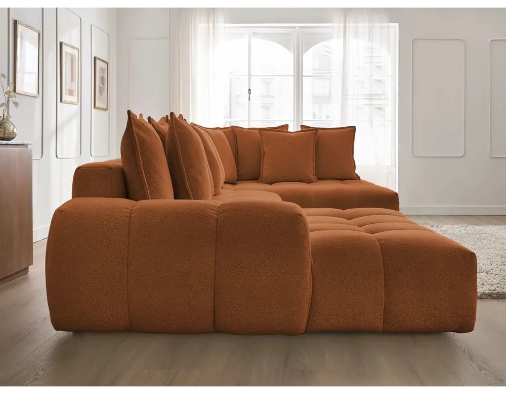 Terakotová ženilková rozkladacia/s úložným priestorom rohová pohovka (pravý roh/do tvaru "U") Everest – Bobochic Paris