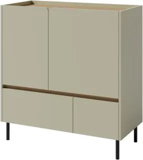 Komoda so zásuvkami Lucky, 95 cm, eukalyptovo zelená/baltský dub%