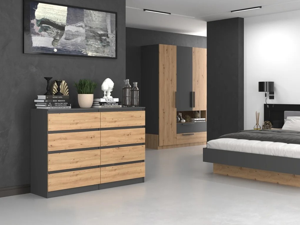 Komoda Houseland Malwax 01 dub artisan/antracitovo sivá