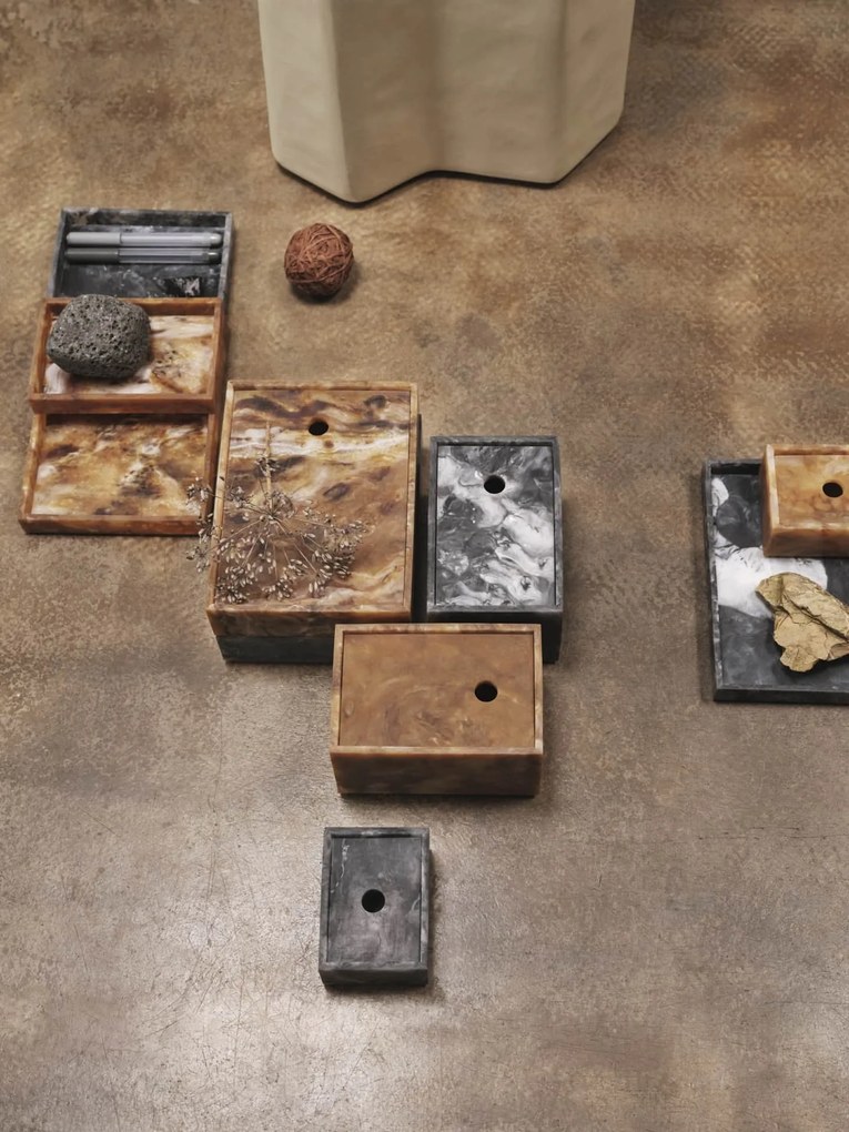 Ferm Living Úložný box Mist Charcoal 15 × 20 cm