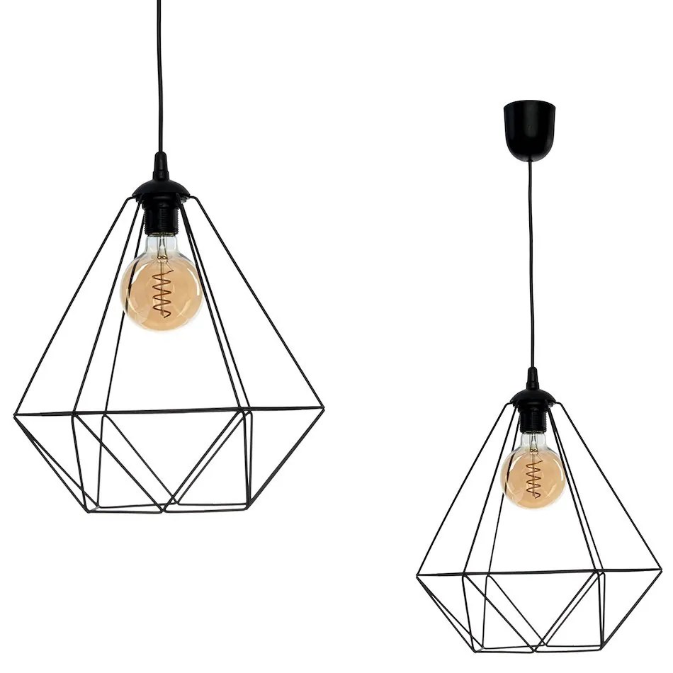 Závesné svietidlo Basket, 1x čierne drôtené tienidlo, b