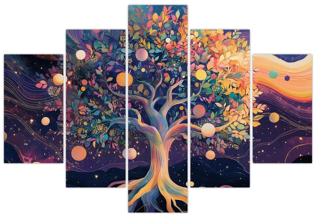 Obraz – Fialový strom plný energie (150x105 cm)