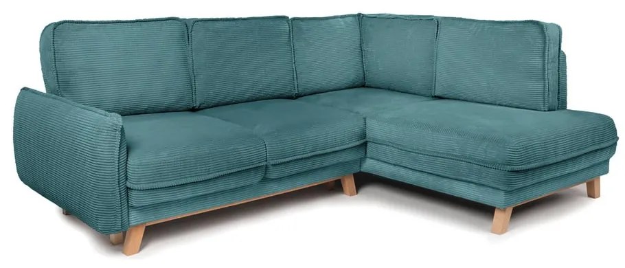 Tyrkysovomodrá menčestrová rozkladacia rohová pohovka (pravý roh) Tori – Bonami Selection