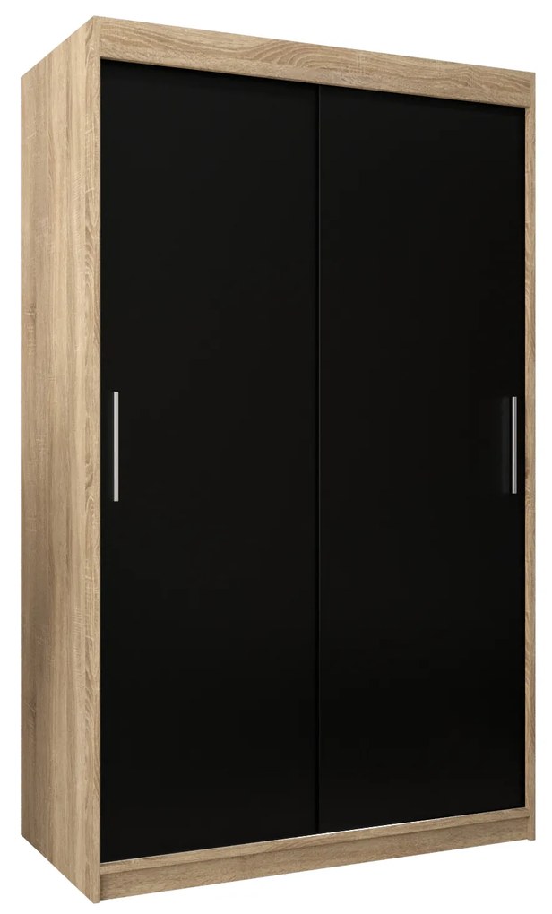 Šatníková skriňa 120 cm Toki (Dub sonoma + Čierna matná). Akcia -50%. Vlastná spoľahlivá doprava až k Vám domov. 1064815