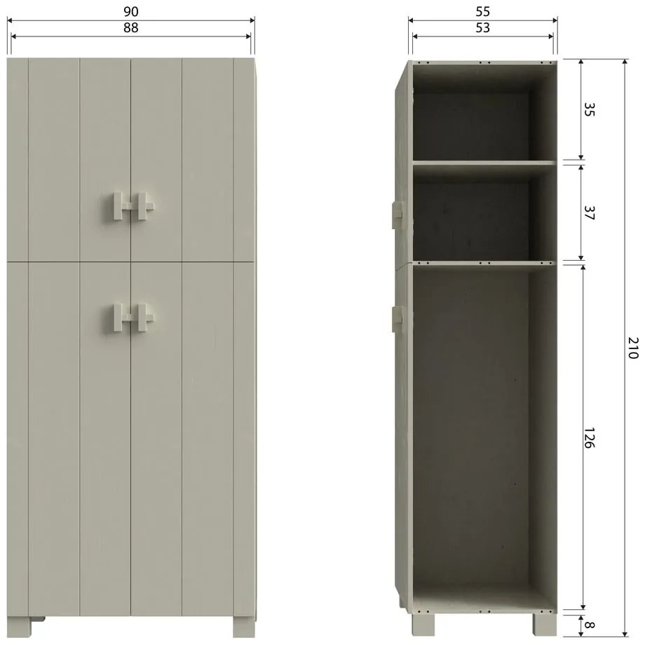 Svetlosivá šatníková skriňa z borovicového dreva 90x210 cm Mees – Basiclabel