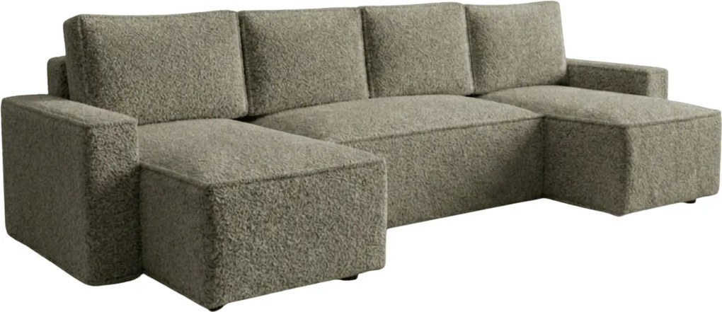 Rozkladacia sedacia súprava do U SMART BOUCLE 303x143 cm, sivohnedá