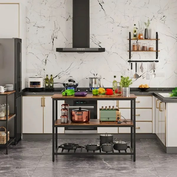 Policový regál do kuchyne MARGE hnedá/čierna