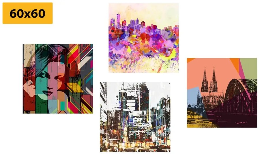 Set obrazov abstraktný život vo veľkomeste Varianta: 4x 40x40