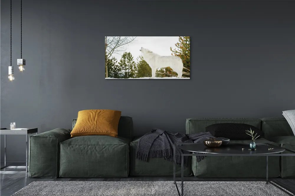Obraz na plátne Vlk v zime lese 120x60 cm