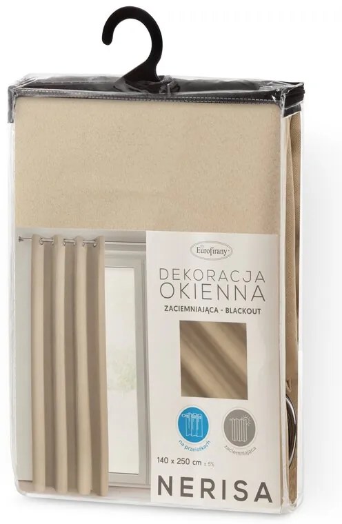 Eurofirany Béžový zatemňovací záves na krúžkoch NERISA 140x250 cm