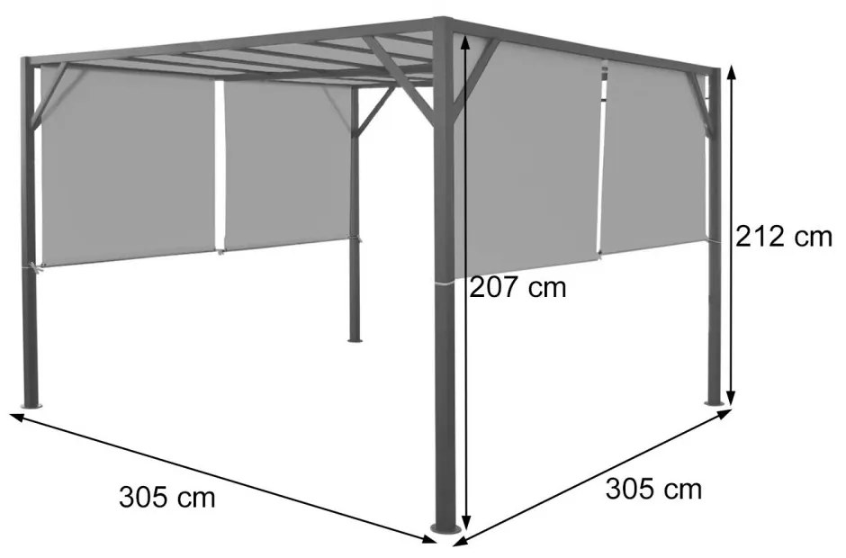 Pergola so sťahovacou strechou 3x3 m Dekorhome