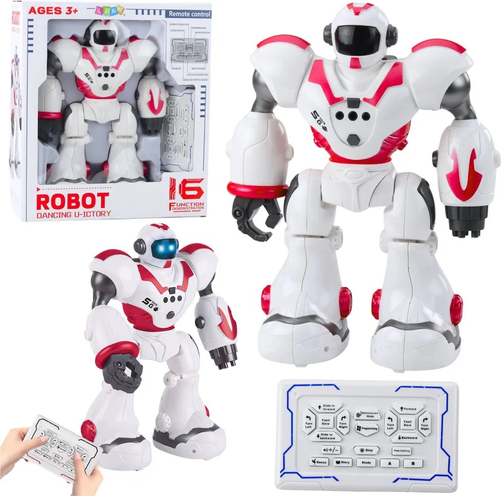 LEAN Toys Interaktívny RC robot diaľkovo ovládaný, 16 funkcií, svetlá, zvuky, ružový