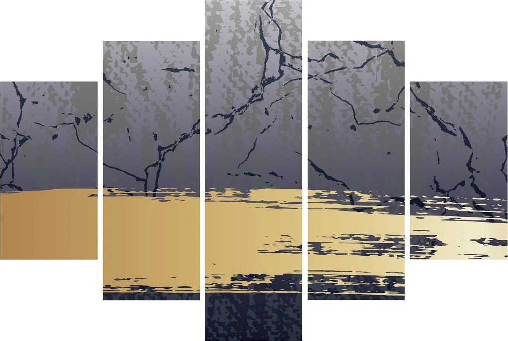 Obraz - Modrá a zlatá abstrakcia N⁰1 (150x105 cm)