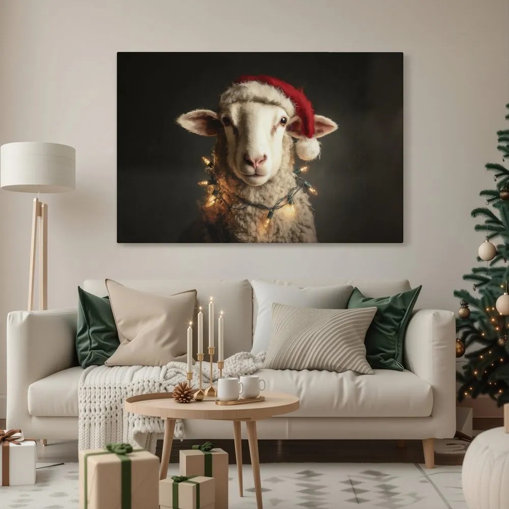 Obraz vianočná ovca so svetielkami