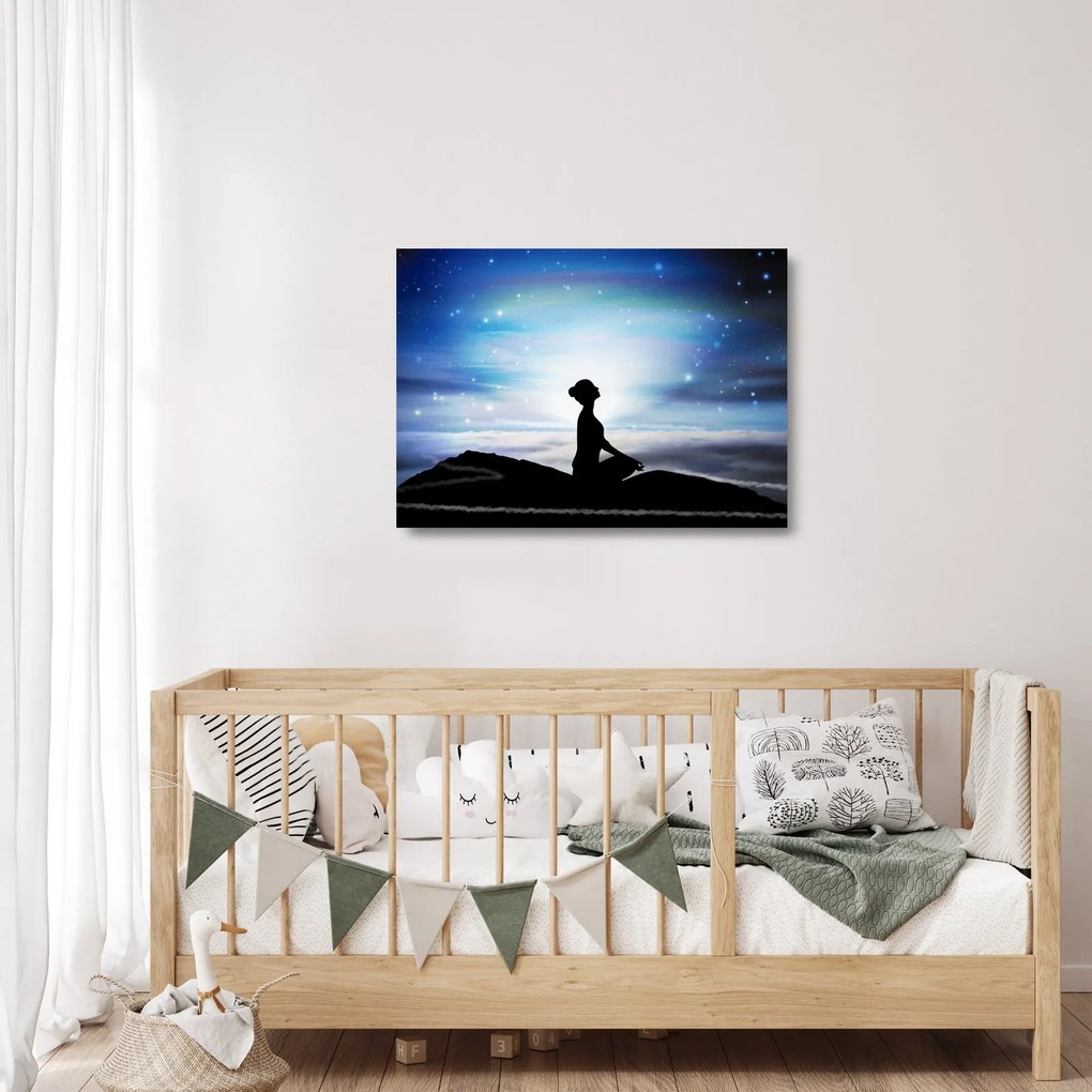 Sklenený obraz meditujúce ženy (70x50 cm)
