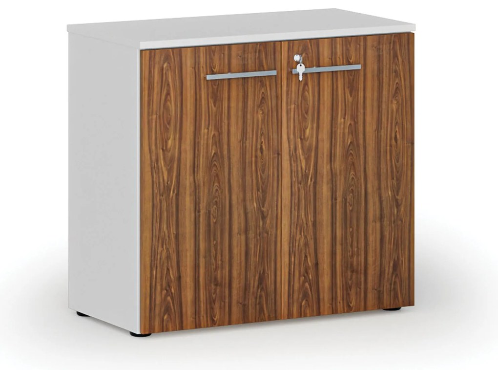 Kancelárska skriňa s dverami PRIMO WHITE, 800 x 420 x 740 mm, biela/orech