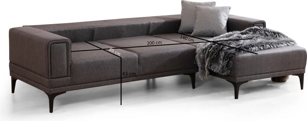 Rohová sedacia súprava Horizon 250 cm tmavosivá pravá