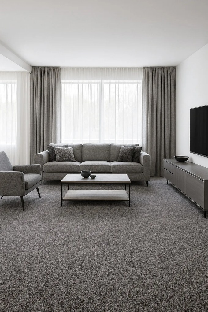 Timzo, Metrážny koberec Bingo 6829, na mieru, šíře 3m,4m,5m, šedá, filc, chodba / predsieň