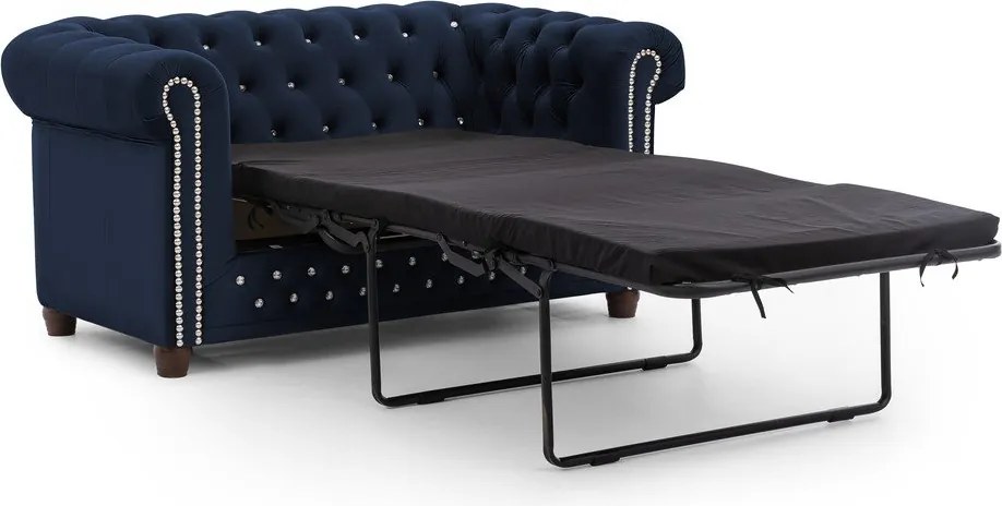 Modrá zamatová rozkladacia pohovka 148 cm York Blik – Ropez