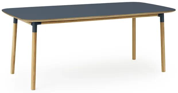 Stôl Form, obdĺžnikový, 95x200 cm – modrý/dub